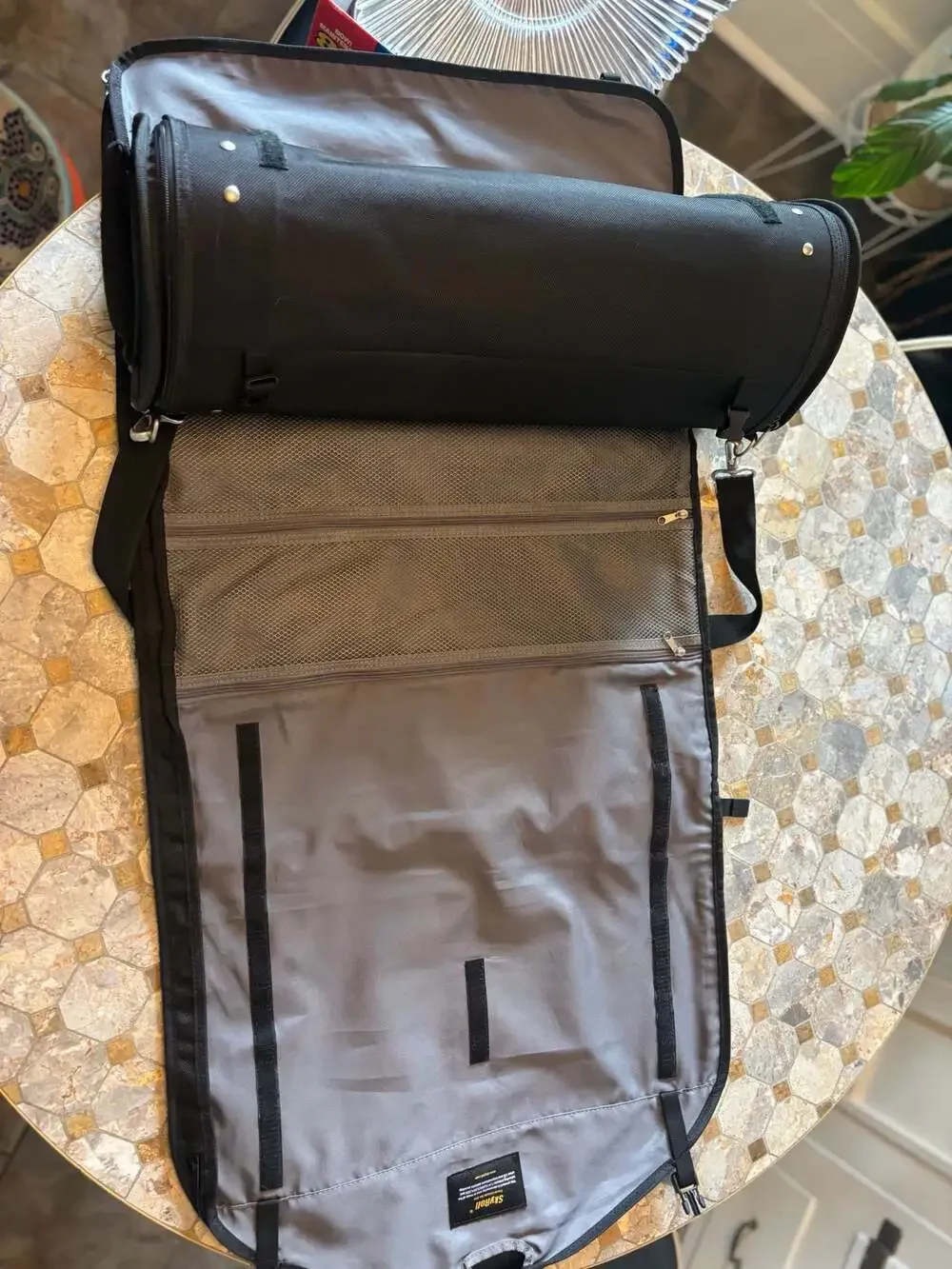 SkyRoll Roll-Up Carry-On Garment Bag - Black Nylon Travel Luggage